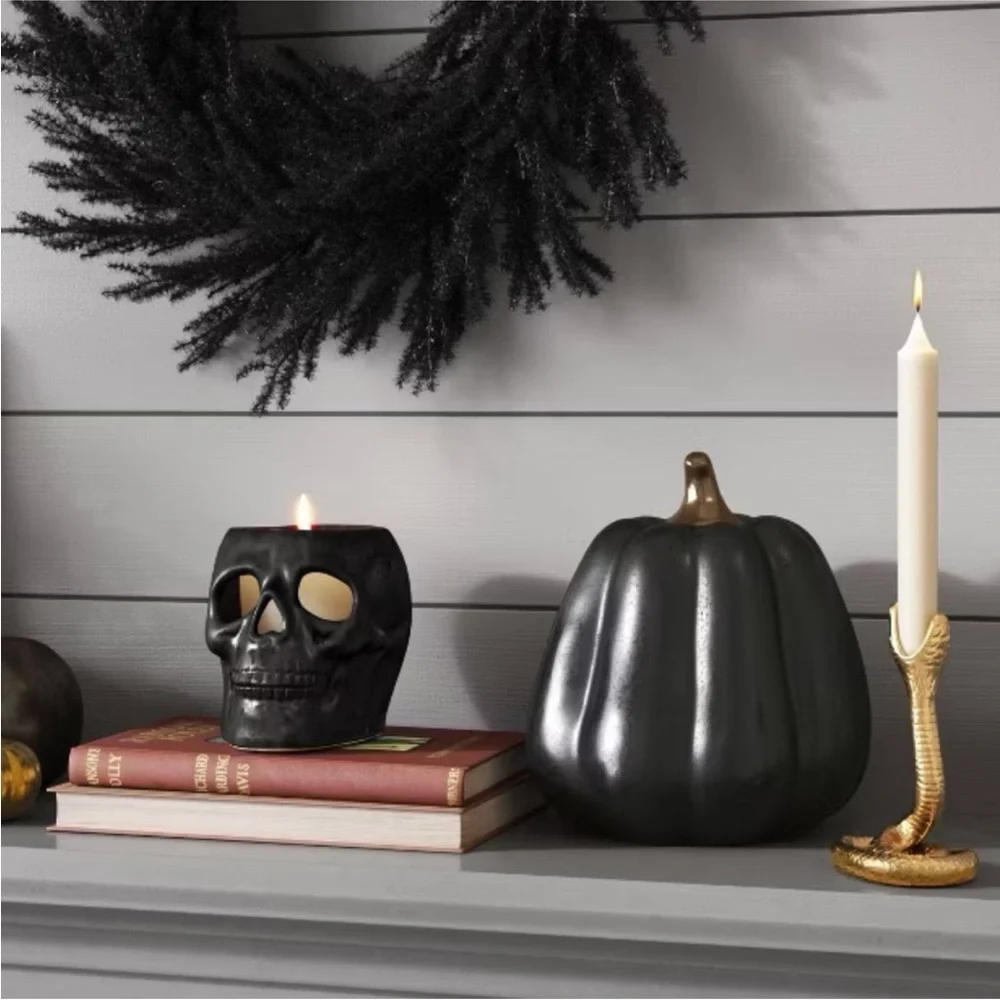 Single Snake Taper Candle Holder Aluminum Gold - Threshold